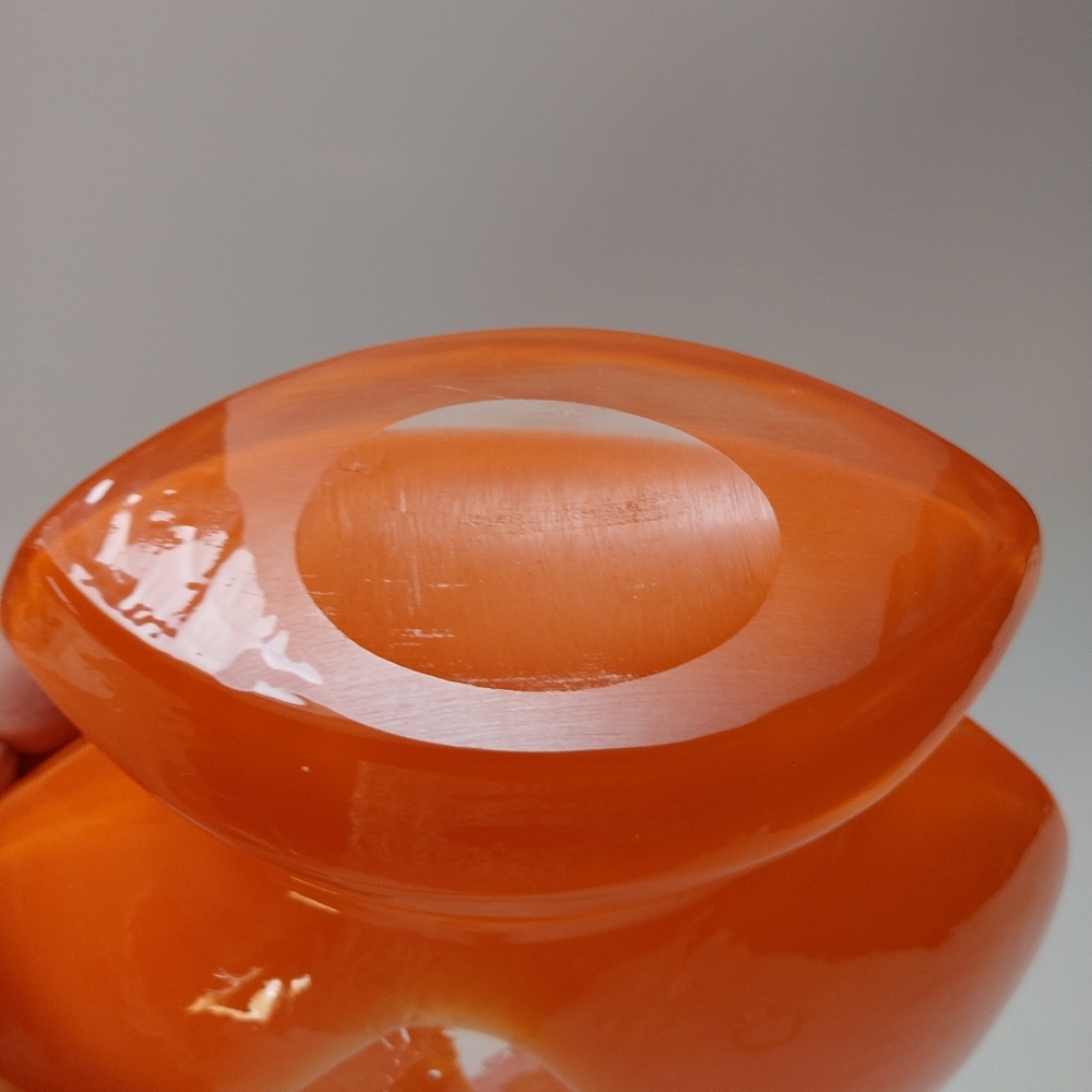 Rare Orange and Clear Blown Glass Vase. - Picture 8 of 9